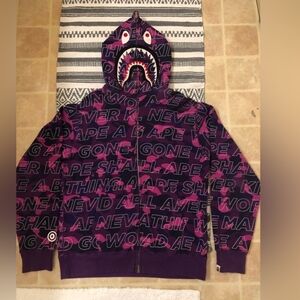 Bathing Ape Purple Text Hoodie 2XL